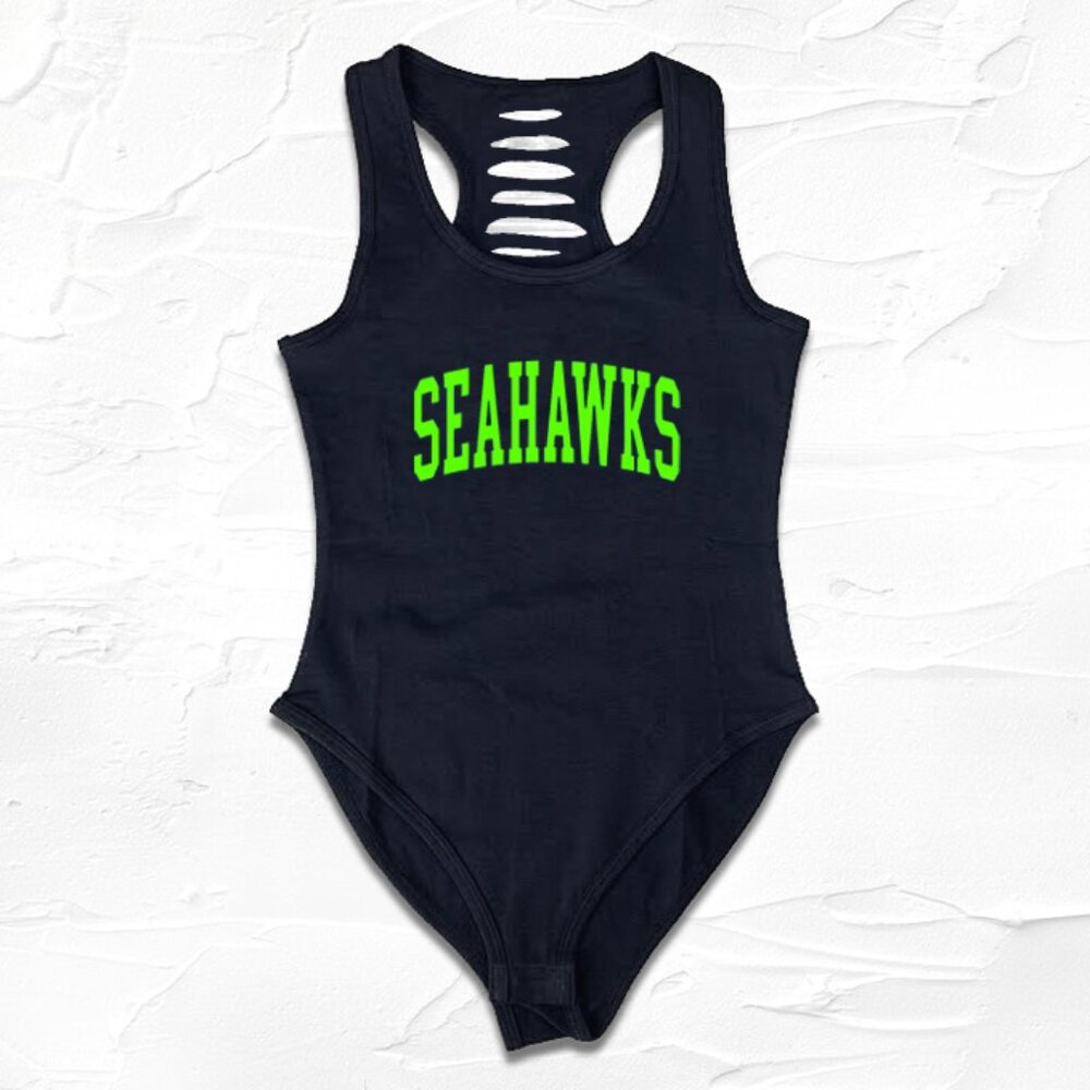 Women’s Football Racerback Outfit – Seattle Hand cut bodysuit - Comfort Gifts